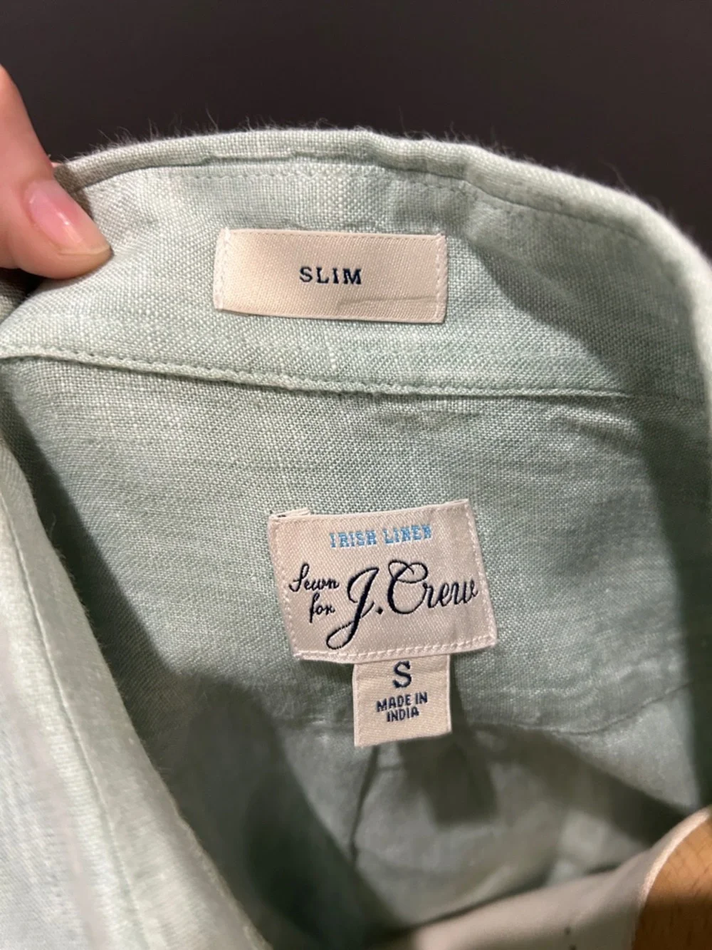 J. Crew Mint Green Short-Sleeve Button-Down‎ Linen Shirt